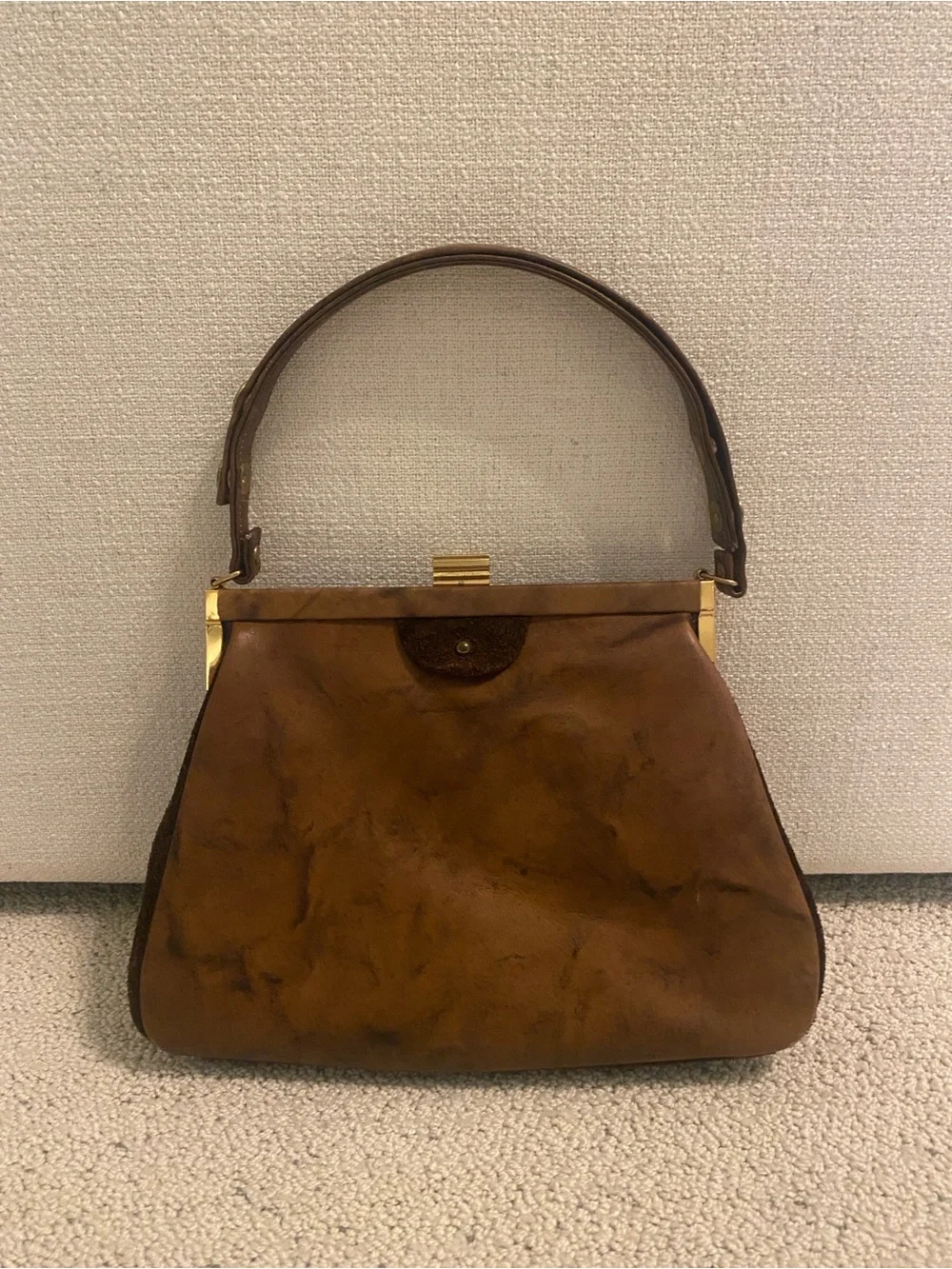 Authentic VTG mid-century Mastercraft top-handle purse handbag genuine leather